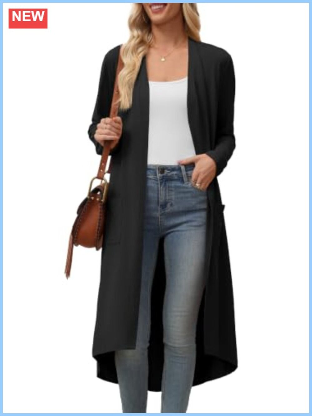Women's Lightweight Open Front Cardigan Long Sleeve Loose Fit Pockets